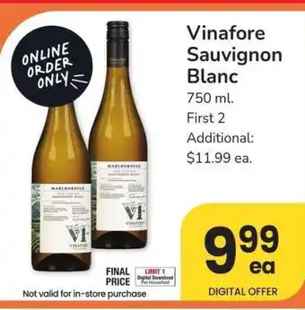 Albertsons Vinafore Sauvignon Blanc - 750 ml offer