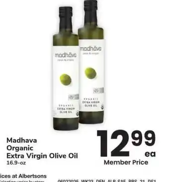 Albertsons Madhava Organic Extra Virgin Olive Oil - 16.9-oz offer