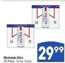 Albertsons Michelob Ultra - 30 Pack, 12 oz. Cans offer