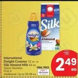 Albertsons International Delight Creamer 32 oz. or Silk Almond Milk 64 oz. - Select Varieties offer