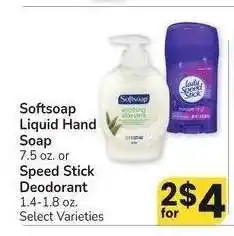 Albertsons Softsoap Liquid Hand Soap 7.5 oz. or Speed Stick Deodorant 1.4-1.8 oz. - Select Varieties offer