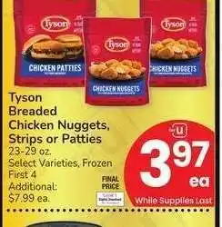 Albertsons Tyson Breaded Chicken Nuggets, Strips or Patties - 23-29 oz. Select Varieties, Frozen offer