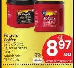 Albertsons Folgers Coffee - 22.6-25.9 oz. Select Varieties offer