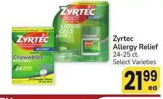 Albertsons Zyrtec Allergy Relief - 24-25 ct. Select Varieties offer