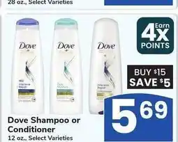 Albertsons Dove Shampoo or Conditioner - 12 oz., Select Varieties offer