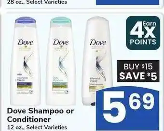 Albertsons Dove Shampoo or Conditioner - 12 oz., Select Varieties offer
