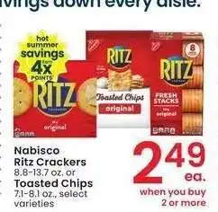 Albertsons Nabisco Ritz Crackers 8.8-13.7 oz. or Toasted Chips 7.1-8.1 oz. - select varieties offer