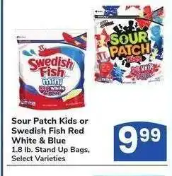 Albertsons Sour Patch Kids or Swedish Fish Red White & Blue - 1.8 lb. Stand Up bags, Select Varieties offer