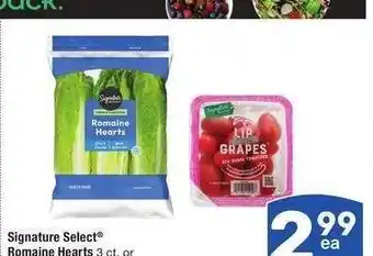 Albertsons Signature Select Romaine Hearts 3 ct. or Snacking Tomatoes 11 oz offer