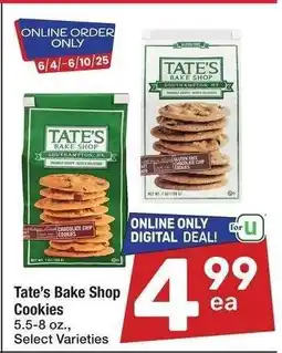 Albertsons Tate's Bake Shop Cookies - 5.5-8 oz., Select Varieties offer
