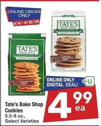 Albertsons Tate's Bake Shop Cookies - 5.5-8 oz., Select Varieties offer