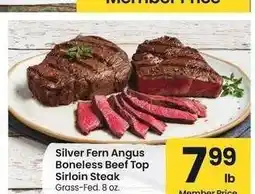 Albertsons Silver Fern Angus Boneless Beef Top Sirloin Steak - Grass - Fed. 8 oz offer