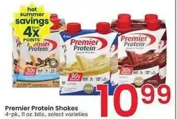 Albertsons Premier Protein Shakes - 4 - pk., 11 oz. btls., select varieties offer