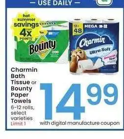 Albertsons Charmin Bath Tissue or Bounty Paper Towels - 6-12 rolls, select varieties offer