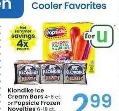 Albertsons Klondike Ice Cream Bars 4-6 ct. or Popsicle Frozen Novelties 6-18 ct. - select varieties offer