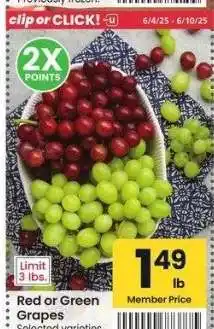 Albertsons Red or Green Grapes - Selected varieties offer