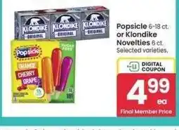Albertsons Popsicle 6-18 ct. or Klondike Novelties 6 ct. - Selected varieties offer