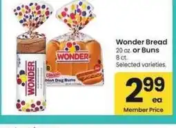 Albertsons Wonder Bread 20 oz. or Buns 8 ct. - Selected varieties offer