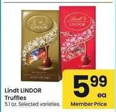 Albertsons Lindt Lindor Truffles - 5.1 oz. Selected varieties offer