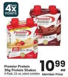 Albertsons Premier Protein 30g Protein Shakes - 4-Pack, 11-oz, select varieties offer