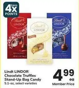 Albertsons Lindt LINDOR Chocolate Truffles Stand-Up Bag Candy - 5.1-oz, select varieties offer