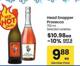 Albertsons Head Snapper Prosecco - 750 ml. Selected varieties offer