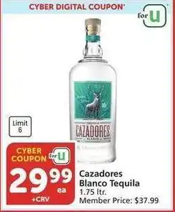 Albertsons Cazadores Blanco Tequila - 1.75 ltr. Member Price: $37.99 offer
