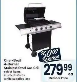 Albertsons Char-Broil 4-Burner Stainless Steel Gas Grill - select items offer