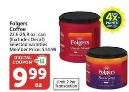 Albertsons Folgers Coffee - Selected varieties Member Price: $14.99 offer
