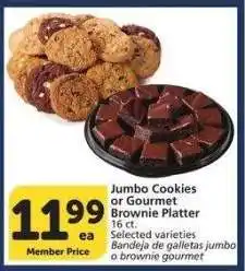 Albertsons Jumbo Cookies or Gourmet Brownie Platter - 16 ct. Selected varieties offer