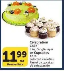Albertsons Celebration Cake 8 in., Single layer or Cupcakes 12 ct. - Selected varieties offer