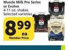 Albertsons Muscle Milk Pro Series or Evolve - 4-11 oz. shakes Selected varieties offer