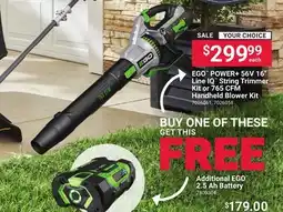 Ace Hardware EGO POWER+ 56V 16 Line IQ String Trimmer Kit or 765 CFM Handheld Blower Kit offer