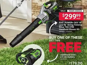 Ace Hardware EGO POWER+ 56V 16 Line IQ String Trimmer Kit or 765 CFM Handheld Blower Kit offer