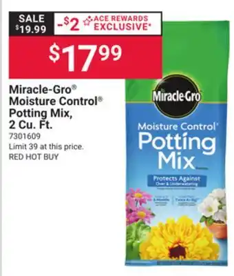 Ace Hardware Miracle-Gro Moisture Control Potting Mix offer