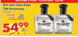 Superior Grocers Don Julio Claro Anejo 70th Anniversary offer