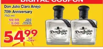Superior Grocers Don Julio Claro Anejo 70th Anniversary offer