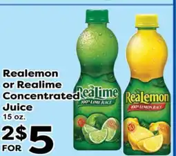 Superior Grocers Realemon or Realime Concentrated Juice offer