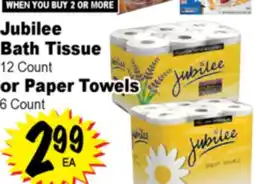 Superior Grocers Jubilee Bath Tissue 12 Count or Paper Towels 6 Count offer