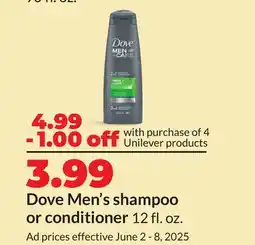 Hy-Vee Dove Men's Shampoo or Conditioner offer