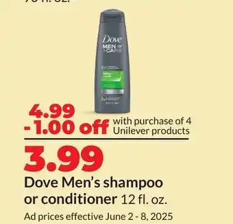 Hy-Vee Dove Men's Shampoo or Conditioner offer