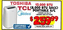 Ollie's 12,000 BTU (8,000 BTU SACC) PORTABLE A/C offer