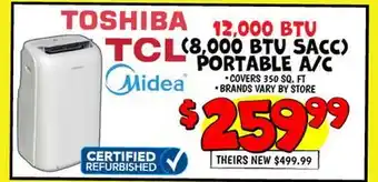 Ollie's 12,000 BTU (8,000 BTU SACC) PORTABLE A/C offer