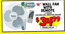 Ollie's Sarasota Breeze 16 WALL FAN WITH REMOTE offer