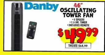 Ollie's Danby 46 OSCILLATING TOWER FAN offer