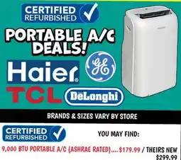 Ollie's 9,000 BTU PORTABLE A/C offer