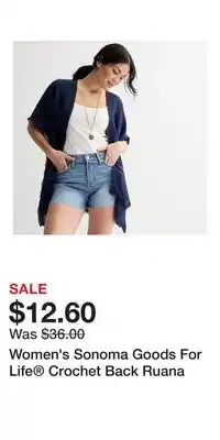 Kohl's Women's Sonoma Goods For Life Crochet Back Ruana offer