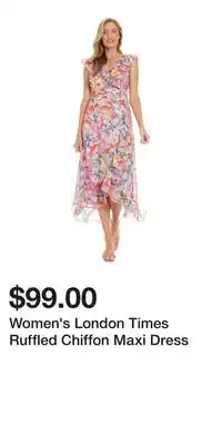 Kohl's Women's London Times Ruffled Chiffon Maxi Dress offer