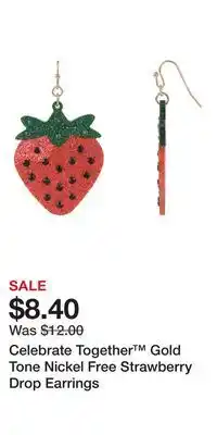 Kohl's Celebrate Together Gold Tone Nickel Free Strawberry Drop Earrings offer