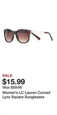 Kohl's Women's LC Lauren Conrad Lynx Square Sunglasses offer